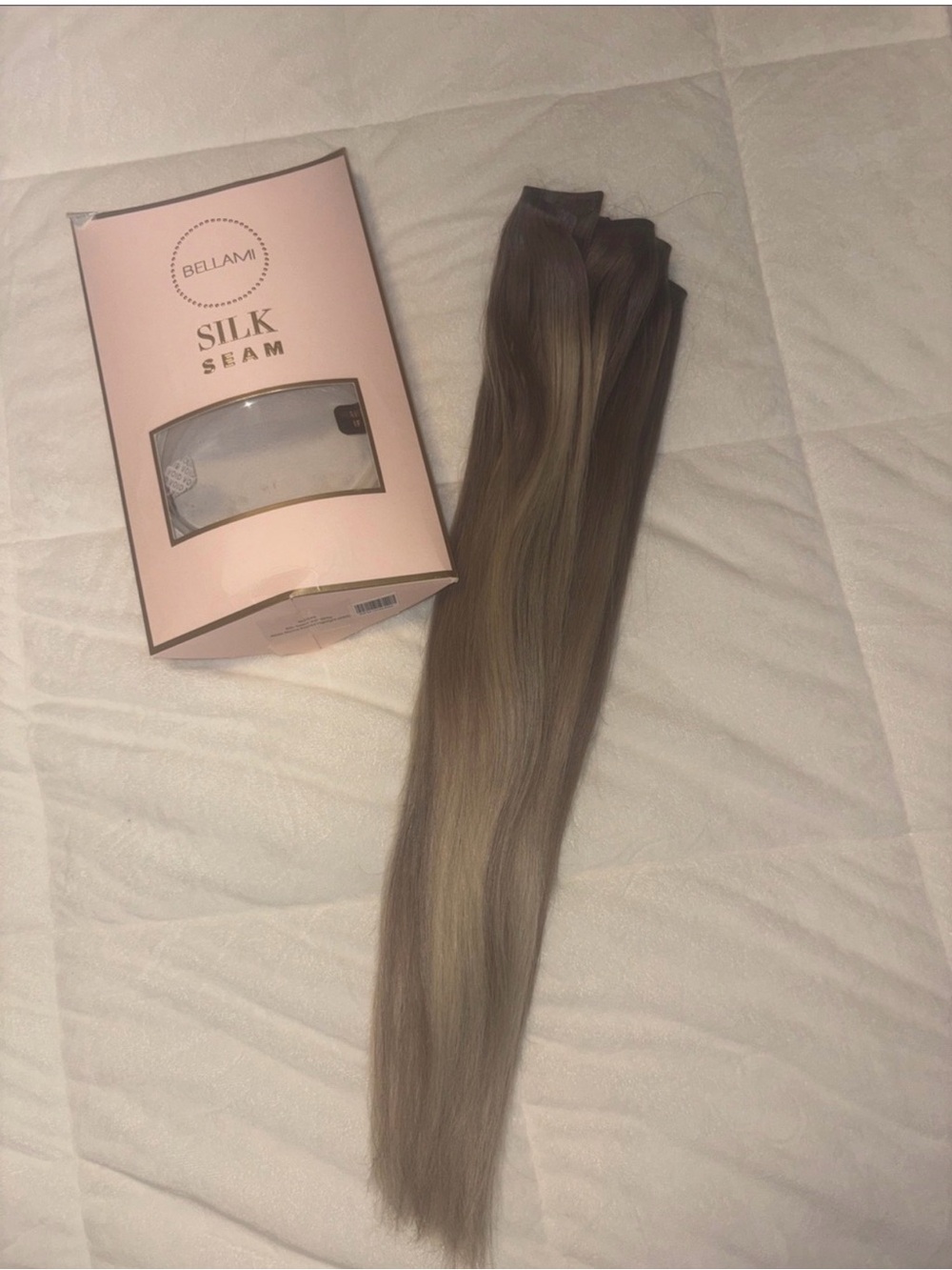 Bellami Silk Seam clip in hai Extensions - Ash Brown Blonde